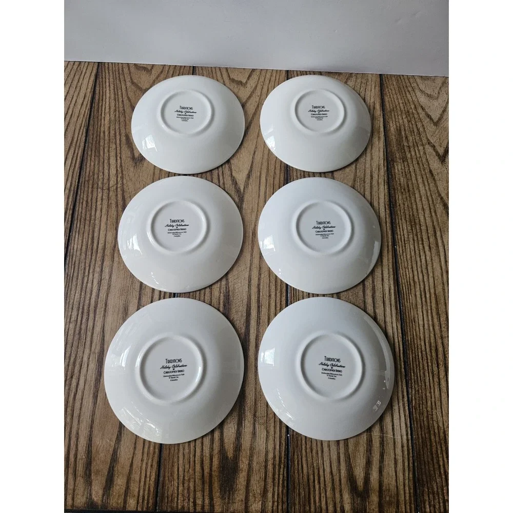 Christopher Radko Traditions Holiday Celebrations Christmas Saucers Set Of 6